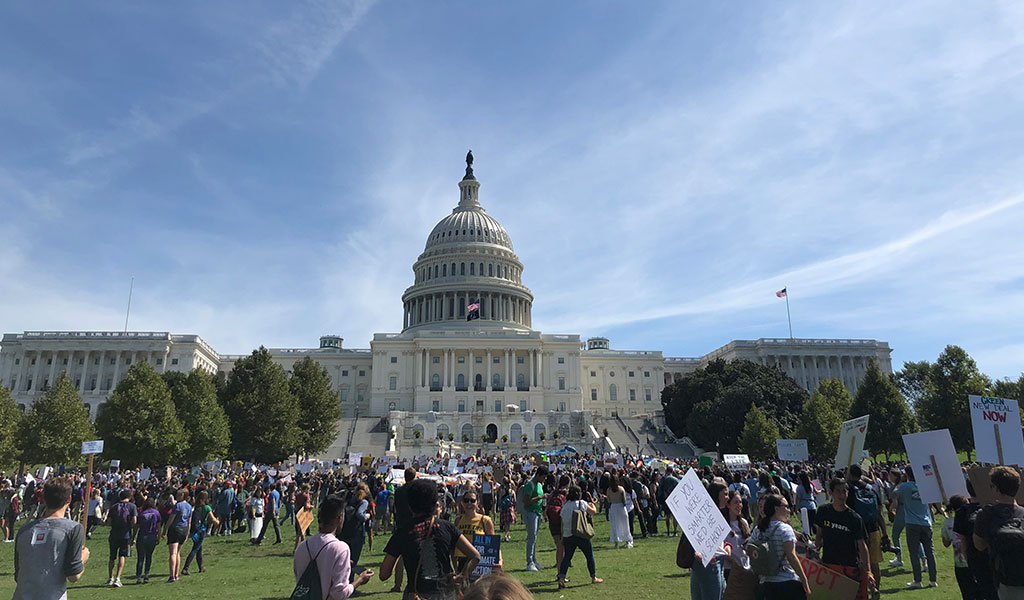 Global Climate Strike participants at the Capitol