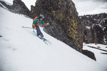 A skier takes to the slopes