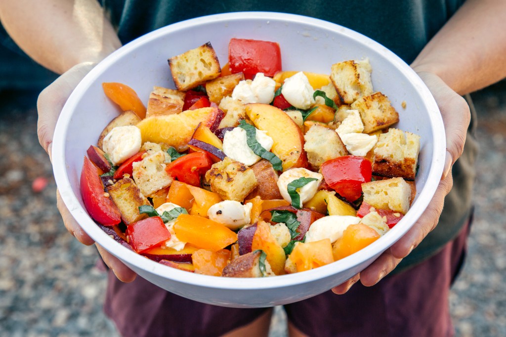 Panzanella salad in a bowl