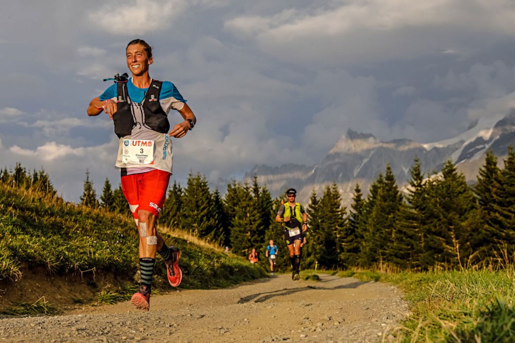 Courtney Dauwalter sets out on the UTMB race in Chamonix in August.