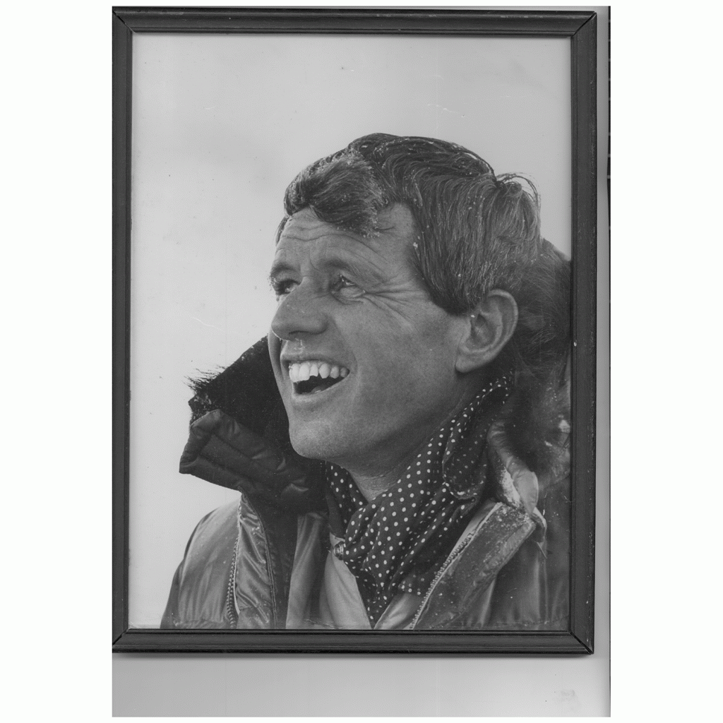 A black and white photo of Robert Kennedy