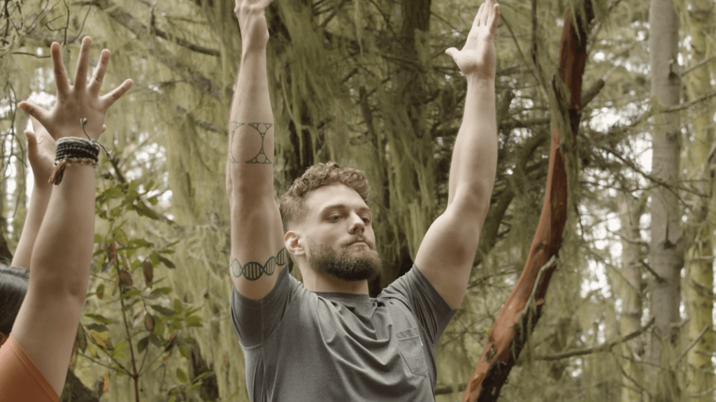 Corepower yoga instructors do standing cactus backbend