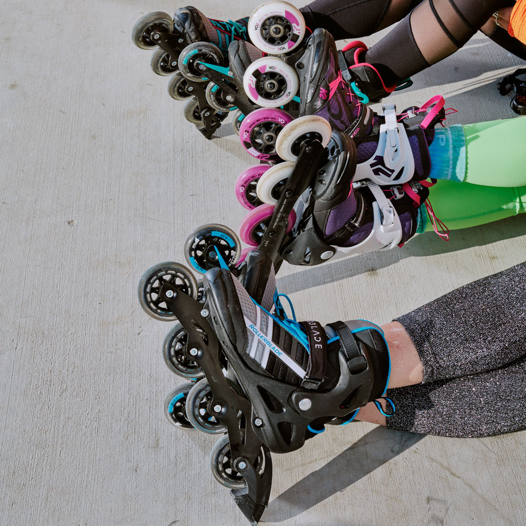 A row of in-line skates
