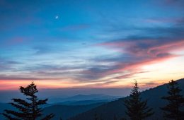 The sun sets over Great Smoky Mountains National Park