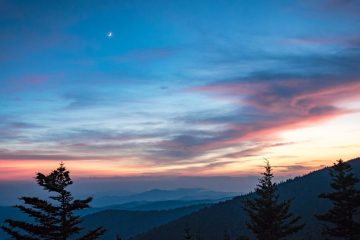 The sun sets over Great Smoky Mountains National Park