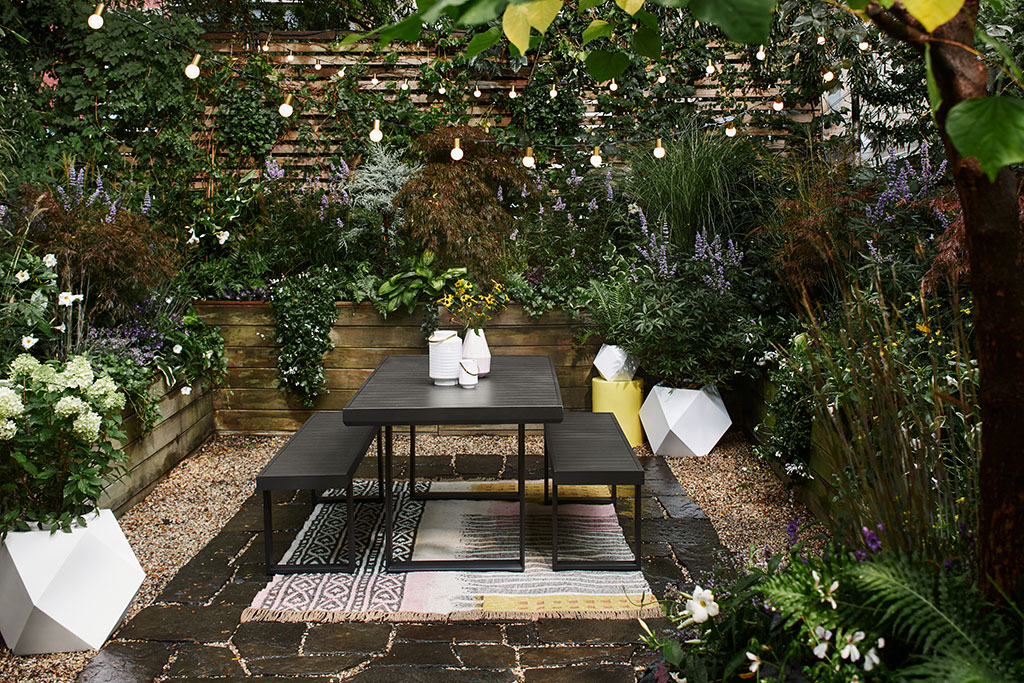 Backyard with lights
