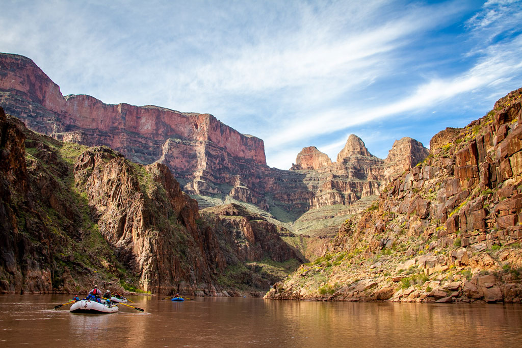Paddlers on the Colorado River in the Grand Canyon