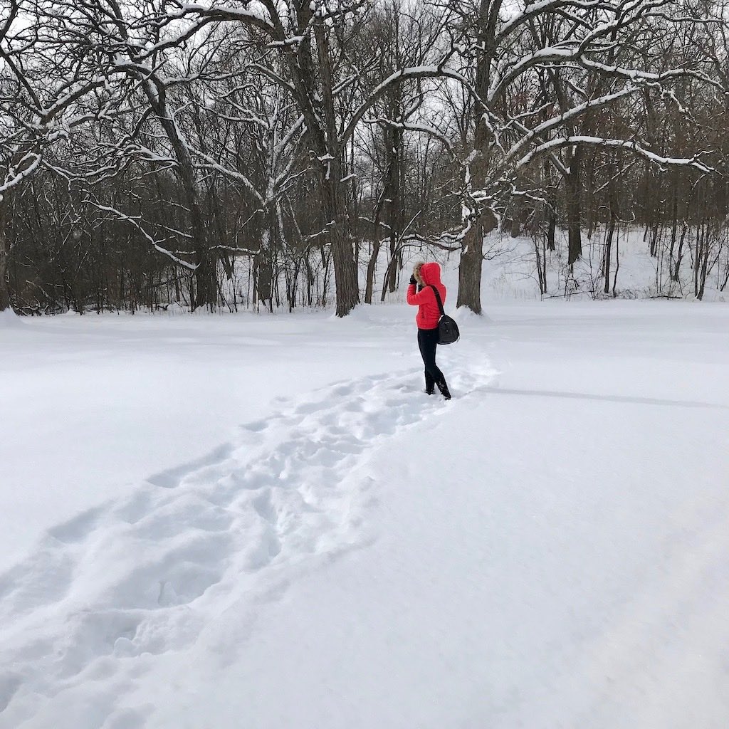 Person walking in snow