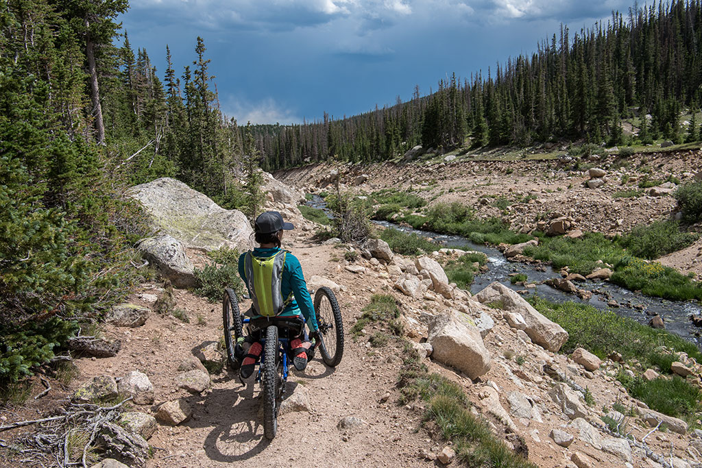 Quinn Brett rides her ReActive Adaptations bike in Rocky Mountain National Park 