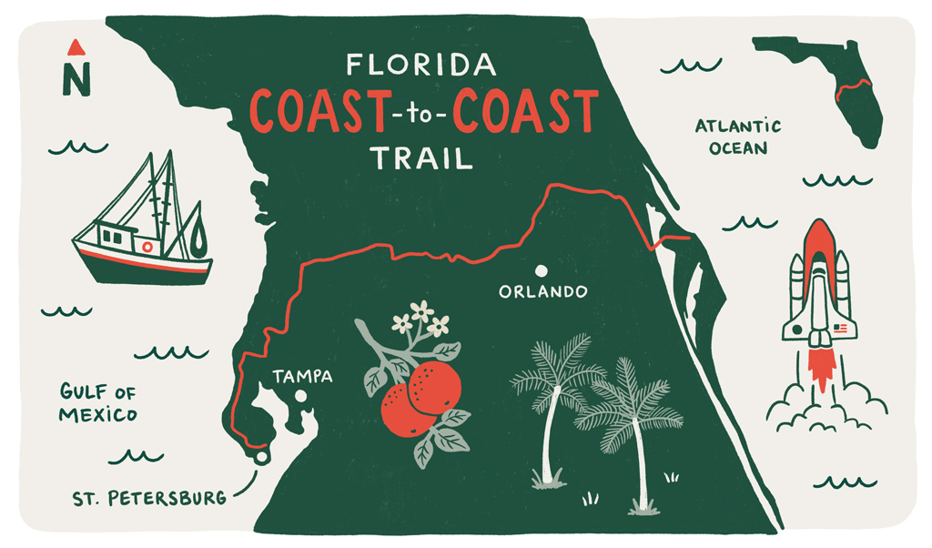 Map of the Coast-to-Coast Trail in Florida