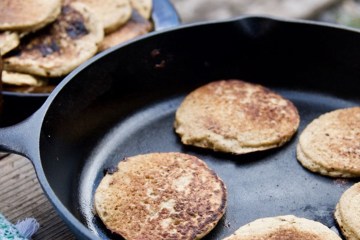 Pancakes in a cast iron skillet