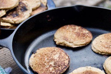 Pancakes in a cast iron skillet