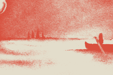 a boat on a mysterious lake