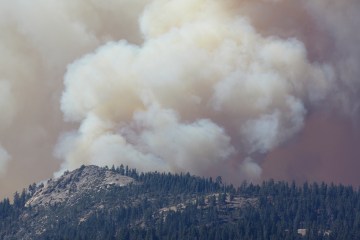 Wildfire smoke obscuring the scenery at Yosemite National Park