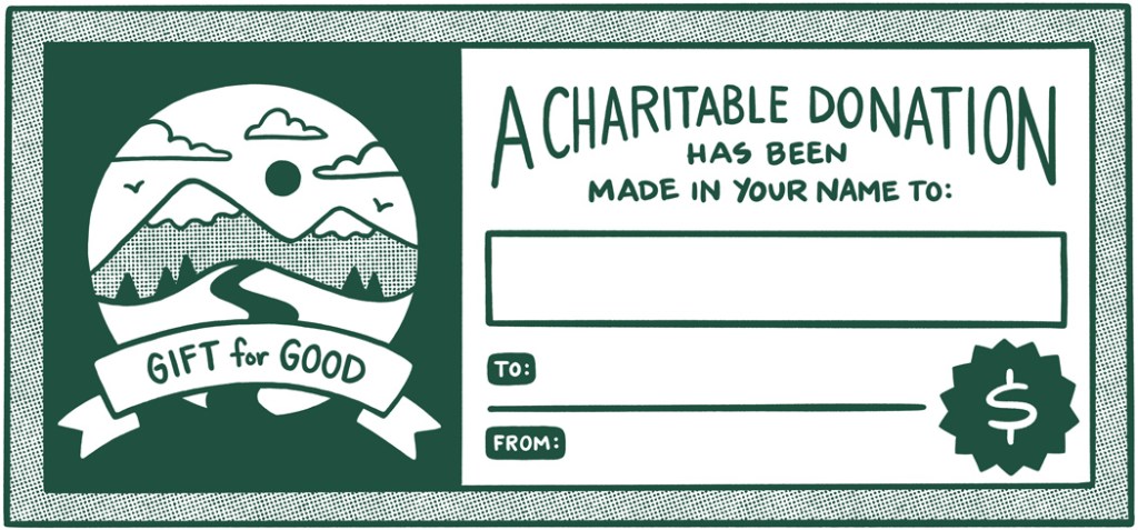 Illustration of a gift certificate for a charitable donation.