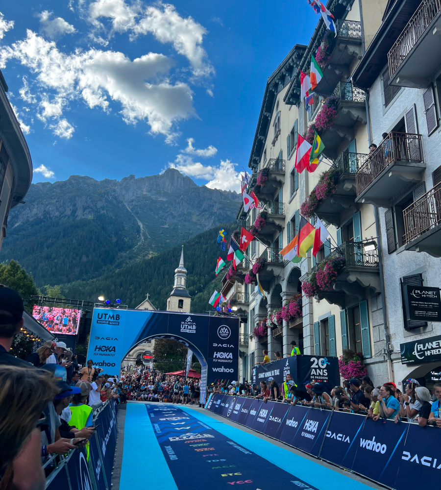 The finish line at the Ultra-Trail du Mont Blanc