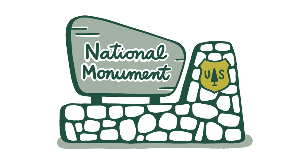 An illustration of a classic national monument sign